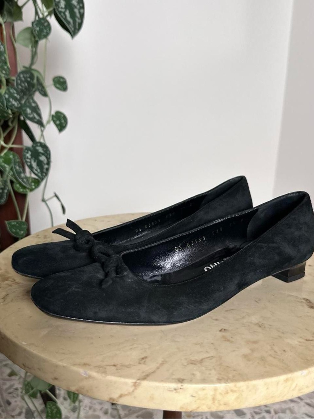 Vintage 90s 2000s bow tie ribbon detail ballet flats kitten heels Size 7.5